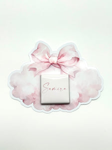 Schokokarte Gastgeschenk Mädchen Babyparty Geburt Wolke mit Schleife rosa