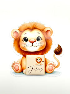 Schokokarte Gastgeschenk Babyparty Geburt Kindergeburtstag Welcome Baby Löwe Wild One