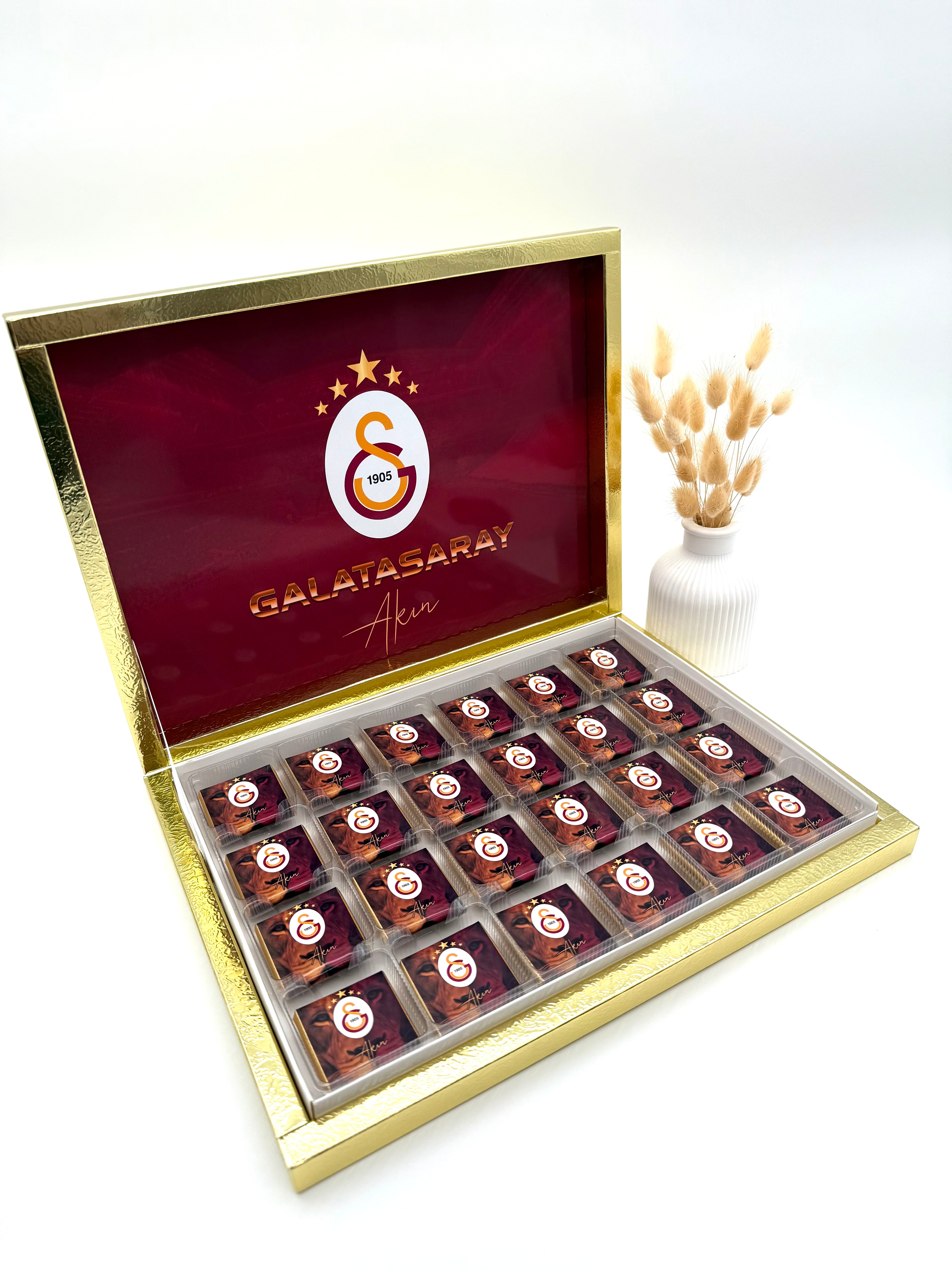 Galatasaray Schokobox personalisierte Schokolade Gastgeschenk Fußball 5 Sterne Sampiyon