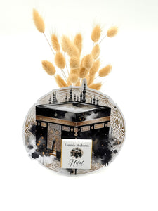 Schokokarte Gastgeschenk umrah Mubarak Hac Hajj Mekka Kabaa Schwarz Gold