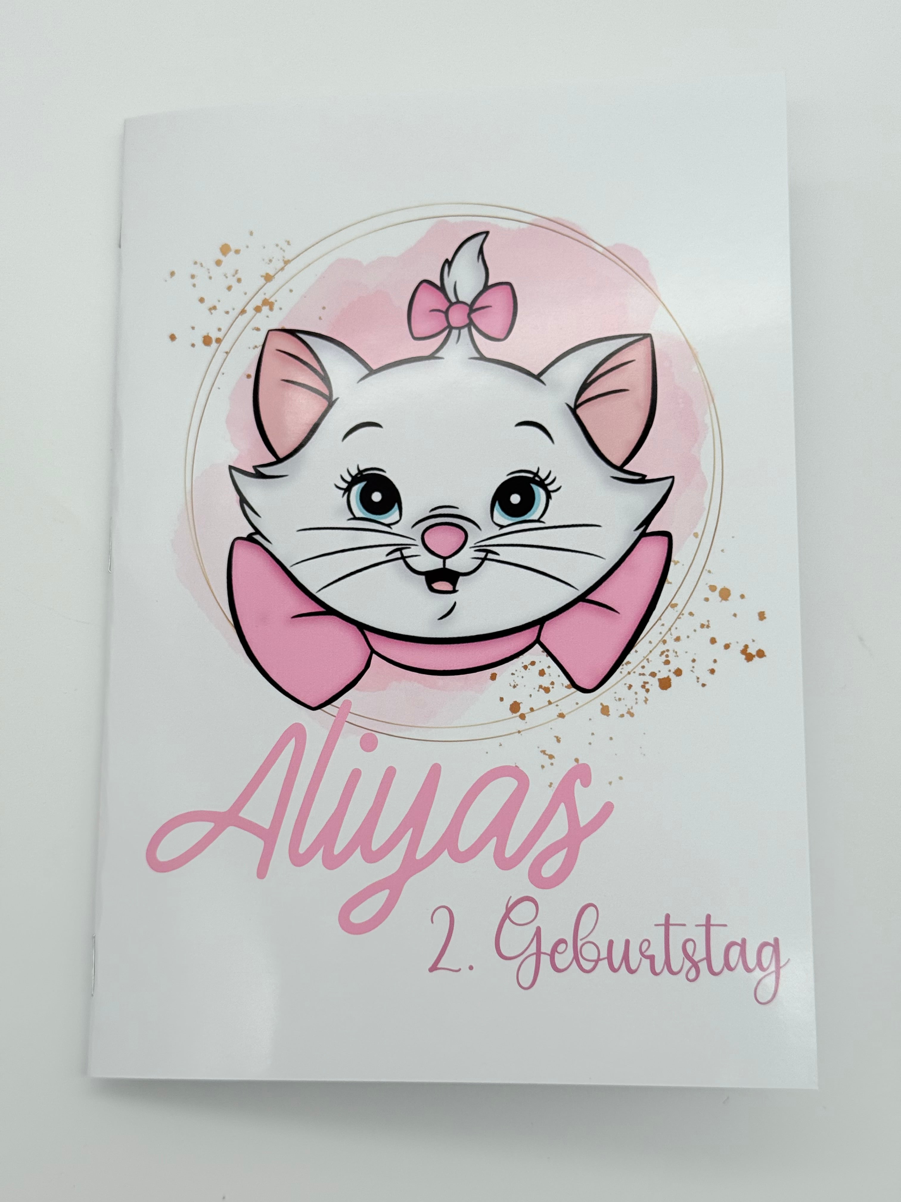 Ausmal und Rätselheft Katze Marie personalisiert Kindergeburtstag Beschäftigung Mitgebsel Gastgeschenk