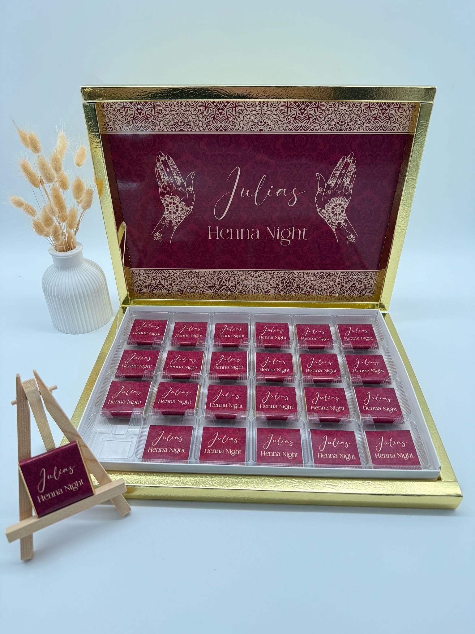 Schokobox Hennaabend Kina Gesici Henna Night Bordeaux rot