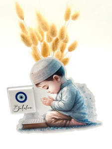 Schokokarte Gastgeschenk Sünnet Synetia Synetija Nazar Boncuk betender Junge Mevlid Mevlüd