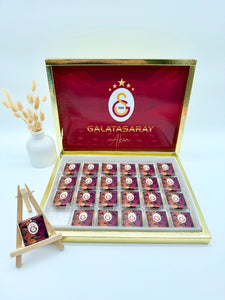 Galatasaray Schokobox personalisierte Schokolade Gastgeschenk Fußball 5 Sterne Sampiyon