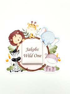 Schokokarte Gastgeschenk Babyparty Geburt Kindergeburtstag Wild One Safari Dschungel