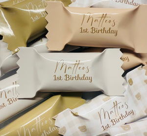 Personalisierte Bonbons mit name / Tischdeko / Streudeko / gastgeschenke Geburt / Babyshower / Teddy / Geschenkidee / beige braun