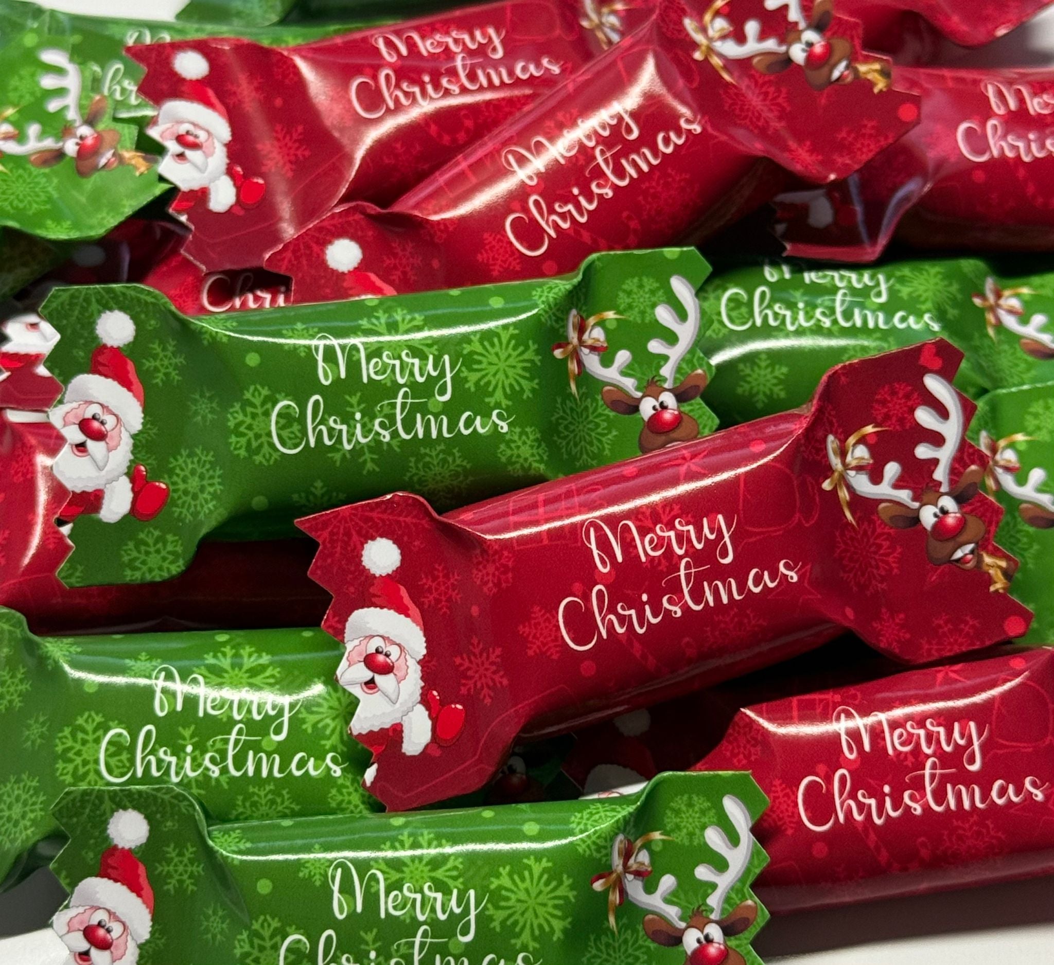 Bonbons personalisiert Weihnachten Geschenk Gastgeschenk Mitgebsel Streudeko Tischdeko Nikolaus Rentier Deko