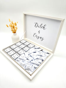 Bonbonbox Gastgeschenk personalisierte Bonbons mit Namen in Präsentationsbox