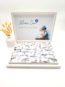 Bonbonbox Gastgeschenk personalisierte Bonbons mit Namen in Präsentationsbox Sünnet synetia Beschneidung Nazar