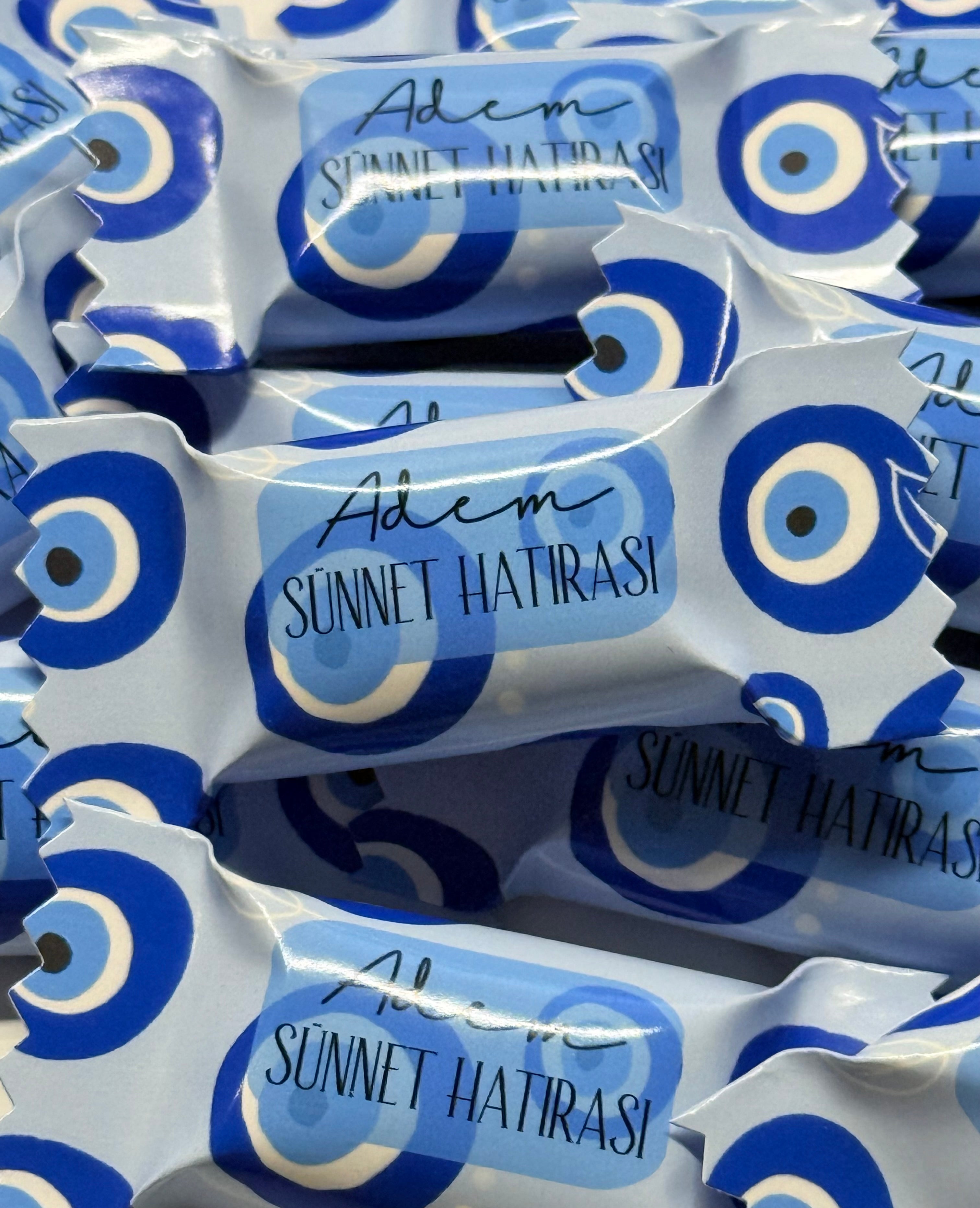 Bonbons personalisiert Nazar Boncuk Sünnet synetia Beschneidung Streudeko Tischdeko Nazar Boncuk blau Gastgeschenk