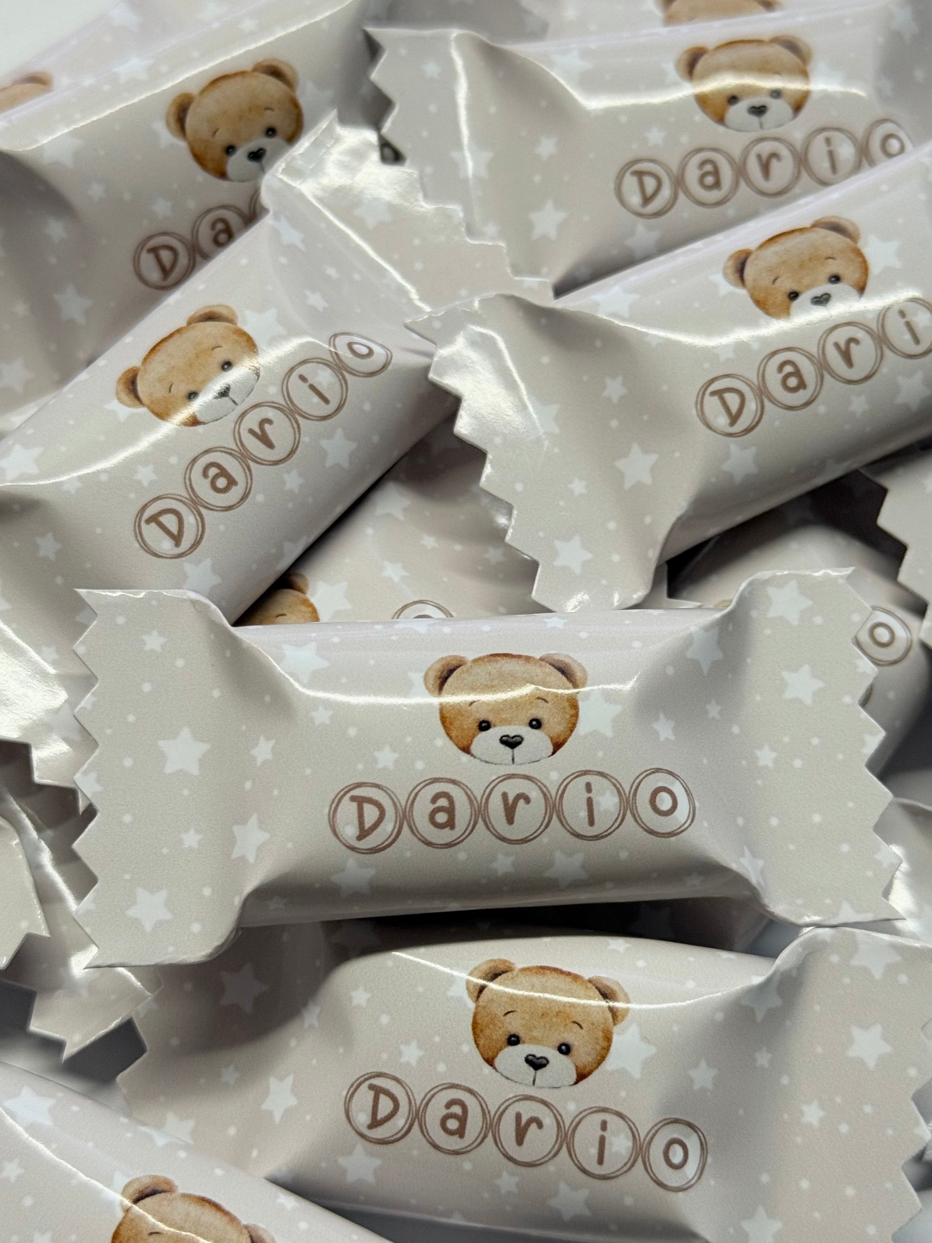 Bonbons personalisiert Streudeko Tischdeko beige Teddy Bär Geburt Welcome Baby hosgeldin Babyparty mevlüd Gastgeschenk