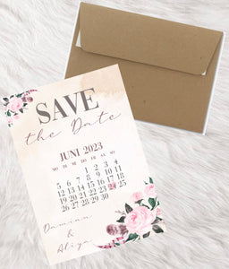 Save the Date Karten Hochzeit Standesamt Verlobung Boho Blumen