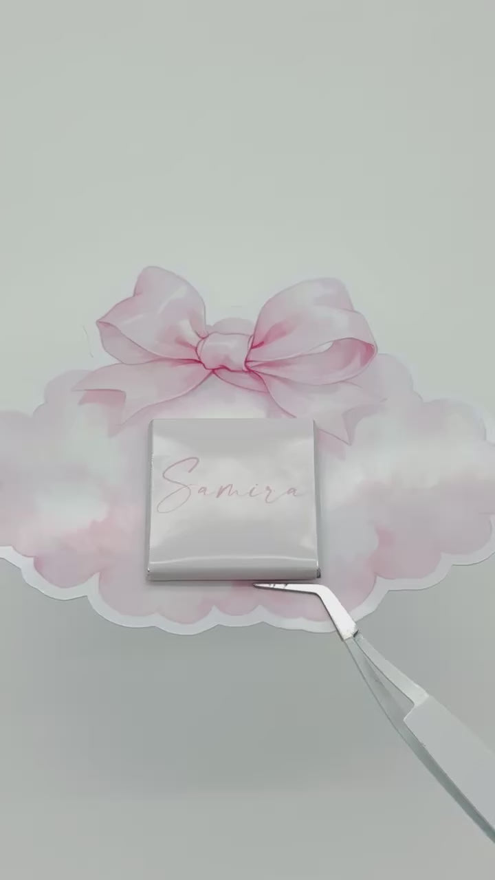 Schokokarte Gastgeschenk Mädchen Babyparty Geburt Wolke mit Schleife rosa